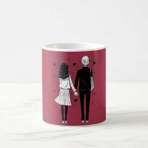 Romantische Manga Koppel Hand in Hand Mok