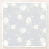 Romantische marine blauw wit bloemenbruiloft glazen onderzetter (Achterkant)