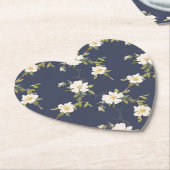 Romantische marine blauw wit bloemenbruiloft kartonnen onderzetters (Gekanteld)
