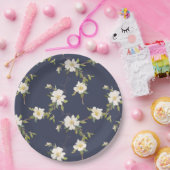 Romantische marine blauw wit bloemenbruiloft papieren bordje (Feest)