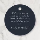 Romantische marine Blue Blush Pink Floral Classic  Bedankjes Labels (Achterkant)