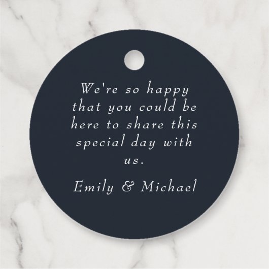 Romantische marine Blue Blush Pink Floral Classic  Bedankjes Labels (Achterkant)