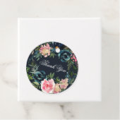 Romantische marine Blue Blush Pink Floral Classic  Bedankjes Labels (In situ)