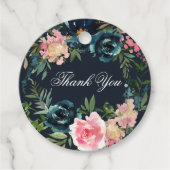 Romantische marine Blue Blush Pink Floral Classic  Bedankjes Labels (Voorkant)