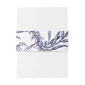 Romantische  marine Blue Gold Botanical Weddenscha Uitnodigingen Wikkel (Achterkant Voorbeeld)