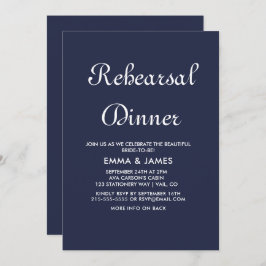 Romantische marine Calligraphy Rehearsal Dinner Kaart