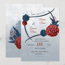 romantische marine en bordeaux bloemen bruiloft