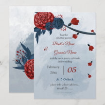 romantische marine en bordeaux bloemen bruiloft