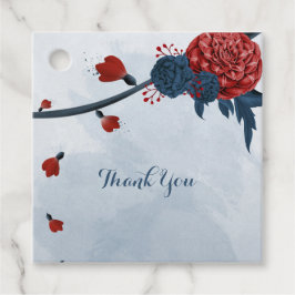 Romantische marine en Bourgondische bloemen gunst  Bedankjes Labels