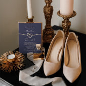 Romantische marine en gouden touw hart bruiloft kaart