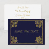 Romantische marine en goudLijst RSVP Kaartje (Voorkant / Achterkant)