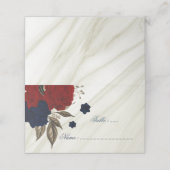 Romantische marine en rode bloemen marmer plaatskaartje (Buitenkant ongevouwen)