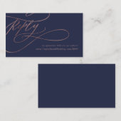 Romantische marine en Roos Gold Wedding Website RS Informatiekaartje (Voorkant / Achterkant)