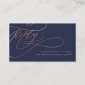 Romantische marine en Roos Gold Wedding Website RS Informatiekaartje (Voorkant)
