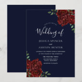 Romantische marine en uitnodiging tot rode rozenwe (Voorkant / Achterkant)