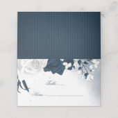 Romantische marine en witte bloemen plaatskaartje (Buitenkant ongevouwen)