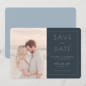 Romantische marine minimalistische foto save the date (Voorkant / Achterkant)