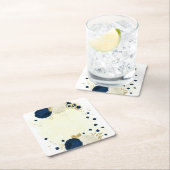 Romantische marine & witte bloemen goud kartonnen onderzetters (Insitu)