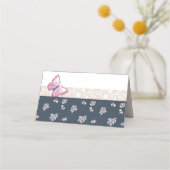 Romantische marinekaart & roze vlinders florale ka plaatskaartje (Achterkant)