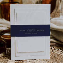 Romantische marinekalligrafie | Vlaams huwelijk Uitnodigingen Wikkel