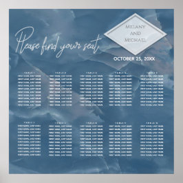 Romantische marmer blauw-marmer geometrische kalli poster