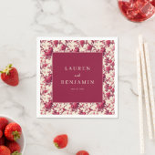 Romantische Maroon Bloemrozen Servet (Insitu)
