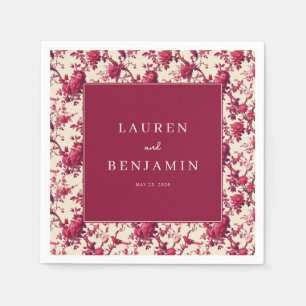 Romantische Maroon Bloemrozen Servet