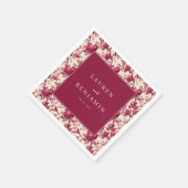 Romantische Maroon Bloemrozen Servet (Hoek)