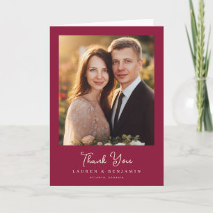 Romantische Maroon Elegante Foto Bedankkaart