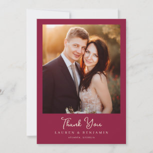 Romantische Maroon Elegante Foto Bedankkaart