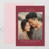 Romantische Maroon Minimalistische Foto Save The Date (Voorkant / Achterkant)
