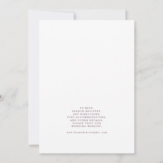 Romantische Marsala Bourgondië Bloemenbruiloft Kaart (Achterkant)