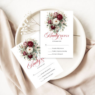 Romantische Marsala Eucalyptus Trouw RSVP Kaart