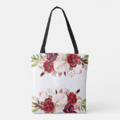 Romantische Marsala waterverf Bloemen Bruidsmeisje Tote Bag (Achterkant)