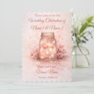 Romantische Mason Jar Trouwuitnodiging Kaart