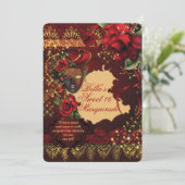 Romantische Masquerade Sweet 16 Party Invites Kaart (Staand voorkant)