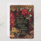 Romantische Masquerade Sweet 16 Party Invites Kaart (Achterkant)
