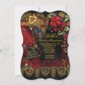 Romantische Masquerade Sweet 16 Party Invites Kaart (Voorkant)