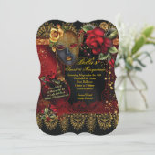 Romantische Masquerade Sweet 16 Party Invites Kaart (Staand voorkant)