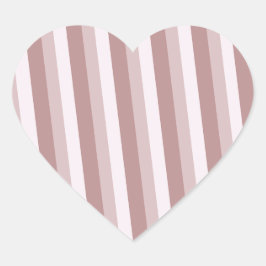 Romantische Mauve en Bord Roze Gestreept Hart Sticker