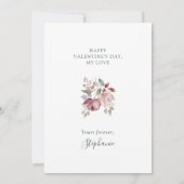 Romantische Mauve Floral Valentijnsdag Feestdagenkaart (Achterkant)