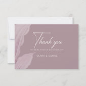 Romantische Mauve Leaf Minimal Wedding Bedankkaart (Voorkant)