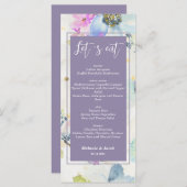 Romantische Mauve Paarse Bloemen Huwelijk Menu (Voorkant / Achterkant)