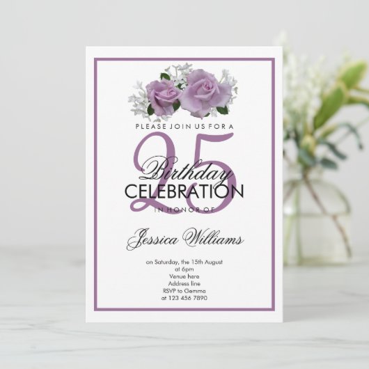 Romantische Mauve Rozen Verjaardag Kaart (Staand voorkant)