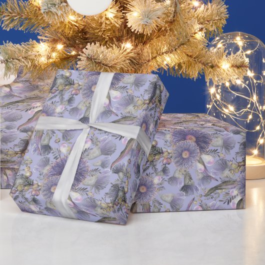 Romantische Mauve Wattle & Eucalyptus Cadeaupapier (Feestdagen)