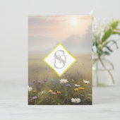 *~ Romantische Meadow AR26 QR + RSVP Bloemenbruilo Kaart (Staand voorkant)