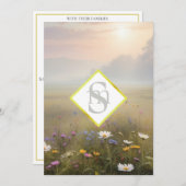 *~ Romantische Meadow AR26 QR + RSVP Bloemenbruilo Kaart (Voorkant / Achterkant)