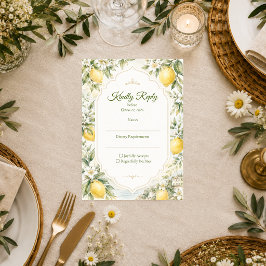 Romantische mediterrane bruiloft RSVP kaartje