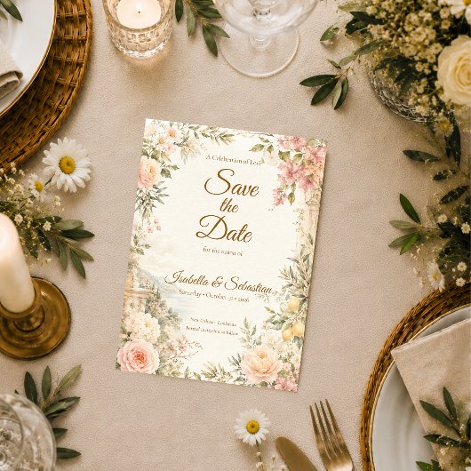Romantische Mediterrane Bruiloft Save The Date