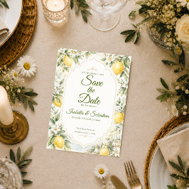 Romantische mediterrane bruiloft save the date